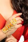 Buy_Bauble Bazaar_Yellow Pearls, Embroidery Scalloped Hand Harness _Online_at_Aza_Fashions