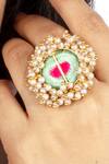 Bauble Bazaar_Blue Pearls, Embroidery Thread Tasselled Ring _Online_at_Aza_Fashions