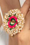 Bauble Bazaar_Green Pearls, Embroidery Tasselled Designer Ring _Online_at_Aza_Fashions
