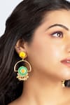 Shop Bauble Bazaar Yellow Pearls, Tassels Bloom Design Dangler Earrings at Aza Fashions Shop_Bauble Bazaar_Yellow Pearls, Tassels Bloom Design Dangler Earrings _at_Aza_Fashions