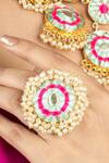 Buy_Bauble Bazaar_Blue Pearls, Embroidery Mint Blue-pink Thread Ring _at_Aza_Fashions