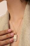 Buy_DUSALA_Gold Plated Stone Libra Zodiac Carved Pendant Necklace _at_Aza_Fashions