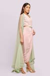 Buy_Blue Lotus Design_Pink Crepe Embellished Sequin Jacket Open Cut-out Draped Dress With Sheer _Online_at_Aza_Fashions