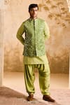 Buy Histori Green Chanderi, , Silk, Satin Mirrors, And Resham Bloom Bundi Set at Aza Fashions Buy_Histori_Green Chanderi, , Silk, Satin Mirrors, And Resham Bloom Bundi Set _at_Aza_Fashions