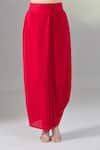 Shop_Prisho_Red Organza Embroidery Sweetheart Neck Dori Cape And Draped Skirt Set 