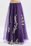 Prisho_Purple Silk, Georgette Embroidery, Cut Work Paisley Cape Kalidar Skirt Set _at_Aza_Fashions