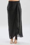 Buy_Prisho_Black Organza Tassels, Embroidery Sweetheart Geometric Cape And Draped Skirt Set 
