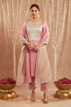 Buy Nero India Pink Tissue Gota Patti Lace Embellished Kurta Set at Aza Fashions Buy_Nero India_Pink Tissue Gota Patti Lace Embellished Kurta Set _at_Aza_Fashions