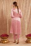 Shop Nero India Pink Tissue Gota Patti Lace Embellished Kurta Set at Aza Fashions Shop_Nero India_Pink Tissue Gota Patti Lace Embellished Kurta Set _at_Aza_Fashions