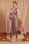Nero India Purple Tissue Gota Patti, Mirrors Open Neck Embellished Angarkha Kurta Set Online at Aza Fashions Nero India_Purple Tissue Gota Patti, Mirrors Open Neck Embellished Angarkha Kurta Set _Online_at_Aza_Fashions