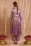 Shop Nero India Purple Tissue Gota Patti V-neck Lace Embellished Kurta And Pant Set at Aza Fashions Shop_Nero India_Purple Tissue Gota Patti V-neck Lace Embellished Kurta And Pant Set _at_Aza_Fashions