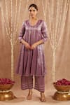 Nero India Purple Tissue Gota Patti V-neck Lace Embellished Kurta And Pant Set Online at Aza Fashions Nero India_Purple Tissue Gota Patti V-neck Lace Embellished Kurta And Pant Set _Online_at_Aza_Fashions