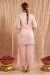 Shop Nero India Pink Crepe Beads Open Neck Embroidered Kurta Set at Aza Fashions Shop_Nero India_Pink Crepe Beads Open Neck Embroidered Kurta Set _at_Aza_Fashions