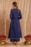 Shop_Nero India_Blue Chanderi Embellished Gota Leaf Neck Kurta And Pant Set _at_Aza_Fashions