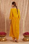 Shop_Nero India_Yellow Chanderi Embroidery Sequin V Neck Lace Kurta Set _at_Aza_Fashions
