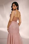 Label Moni K Pink Organza, Net Sequins, Blossom Embroidered Corset Blouse And Lehenga Set Online at Aza Fashions Label Moni K_Pink Organza, Net Sequins, Blossom Embroidered Corset Blouse And Lehenga Set _Online_at_Aza_Fashions