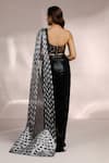 Label Moni K_Black Net, Georgette, Lycra Sequins One Metallic Embellished Pre-draped Saree _Online_at_Aza_Fashions