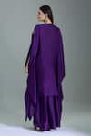 Shop_Samyukta Singhania_Purple Chiffon, Georgette Embroidery V-, Open Hand Kaftan Set _at_Aza_Fashions