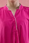 Naintara Bajaj_Pink Cotton Mandarin Collar Kurta Set _at_Aza_Fashions