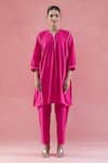 Buy_Naintara Bajaj_Pink Cotton Mandarin Collar Kurta Set 
