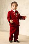 Buy Fayon Kids Maroon Velvet Pearls, Embroidery Blazer Set at Aza Fashions Buy_Fayon Kids_Maroon Velvet Pearls, Embroidery Blazer Set _at_Aza_Fashions