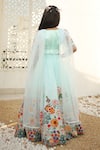 Shop_Fayon Kids_Blue Organza Embroidery, Lace, Tassels, Fabric Flowers 3d Floral Lehenga Set _at_Aza_Fashions