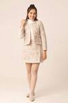 Hoity Moppet_Pink Tweed Lace Jacket And Skirt Set_Online_at_Aza_Fashions