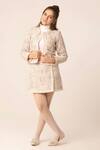 Buy_Hoity Moppet_Pink Tweed Lace Jacket And Skirt Set_Online_at_Aza_Fashions