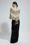Shop_Sva By Sonam & Paras Modi_Black Silk Beads, Cut Work, Embroidery Thread And Embellished Jacket Skirt Set _at_Aza_Fashions