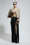 Sva By Sonam & Paras Modi_Black Silk Beads, Cut Work, Embroidery Thread And Embellished Jacket Skirt Set _Online_at_Aza_Fashions
