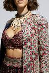Buy_SVA by Sonam & Paras Modi_Blue Crepe Embroidery Thread Cape Open Sharara Set 