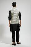 SVA by Sonam & Paras Modi_White Silk Print Geometric Sleeveless Bundi _Online_at_Aza_Fashions