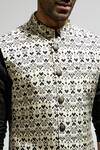 SVA by Sonam & Paras Modi_White Silk Print Geometric Sleeveless Bundi _at_Aza_Fashions
