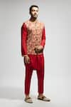 Buy_SVA by Sonam & Paras Modi_Orange Silk Embellished Jaal Embroidered Bundi _Online_at_Aza_Fashions