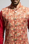 SVA by Sonam & Paras Modi_Orange Silk Embellished Jaal Embroidered Bundi _at_Aza_Fashions