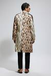 SVA by Sonam & Paras Modi_Black Silk Mask Tribal Patterned Colour Block Trench Coat _Online_at_Aza_Fashions