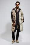 Buy_SVA by Sonam & Paras Modi_Black Silk Mask Tribal Patterned Colour Block Trench Coat _Online_at_Aza_Fashions