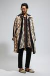 Buy_SVA by Sonam & Paras Modi_Black Silk Mask Tribal Patterned Colour Block Trench Coat 