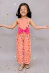 LIL DRAMA_Pink Velvet Printed Star Shimmer Jumpsuit _Online_at_Aza_Fashions