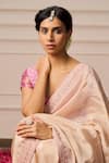 Shop_Issa Studio By Chetana & Swathi_Pink Organza Sequins Sweetheart Apricot Saree With Floral Embroidered Blouse _Online_at_Aza_Fashions