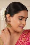 Buy_Smars Jewelry_Gold Plated Beads Ruby Stone Floral Jhumkas_at_Aza_Fashions