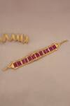 Shop_Smars Jewelry_Gold Plated Beads, Stones Ruby Embellished Designer Bracelet_at_Aza_Fashions