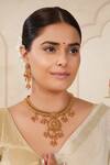 Buy_Smars Jewelry_Gold Plated Zari Carved Necklace Set_at_Aza_Fashions