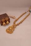 Shop_Smars Jewelry_Gold Plated Zari Maa Lakshmi Carved Necklace Set_Online_at_Aza_Fashions