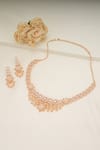 Shop_Smars Jewelry_Gold Plated Cut Work, Crystals Floral Cubic Zirconia Necklace Set _at_Aza_Fashions