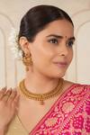 Buy_Smars Jewelry_Gold Plated Zari Antique Motif Carved Necklace Set_at_Aza_Fashions