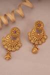 Buy_Smars Jewelry_Gold Plated Zari Antique Motif Carved Necklace Set_Online_at_Aza_Fashions