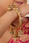 Buy_Smars Jewelry_Gold Plated Pearl Carved Jhumka Dangler _at_Aza_Fashions