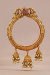 Smars Jewelry_Gold Plated Pearl Carved Jhumka Dangler _Online_at_Aza_Fashions