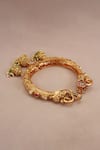 Buy_Smars Jewelry_Gold Plated Pearl Carved Jhumka Dangler _Online_at_Aza_Fashions